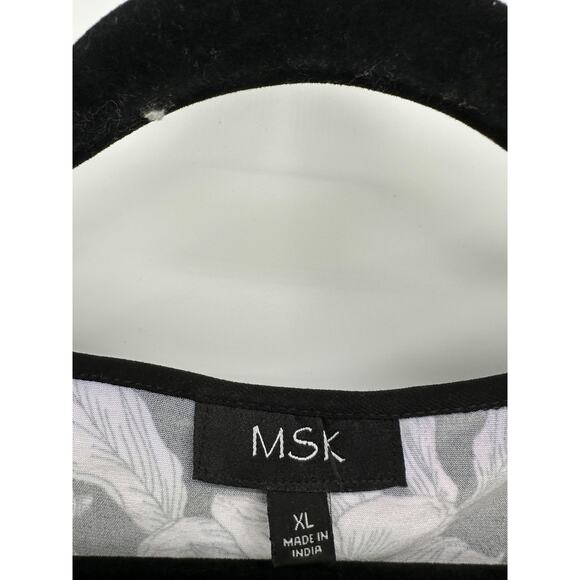 MSK Womens Black Floral Top Size XL Bell Sleeve Boho Whimsigoth Dark Fairy - Picture 6 of 7